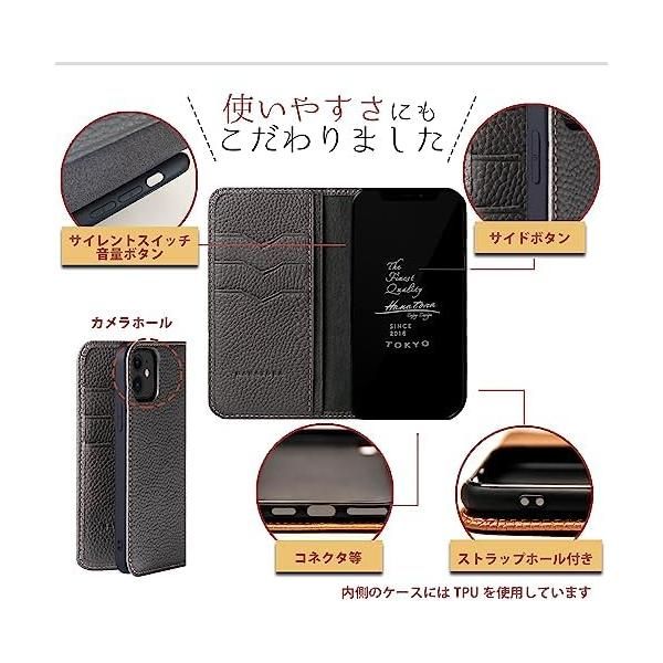 HANATORA] iPhone13 Pro Max ケース 手帳型 本革 スマホケース