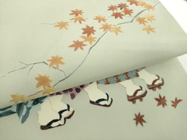 平和屋着物●塩瀬　九寸名古屋帯　作家物　童子遊び　おしくらまんじゅう　正絹　逸品　DAAV6934ps 平和屋着物○塩瀬 九寸名古屋帯 作家物 童子遊び おしくらまんじゅう 正絹