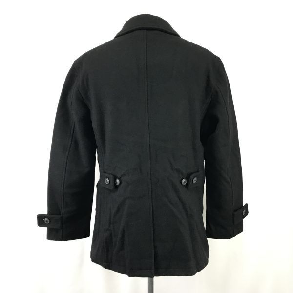 USA製 Eddie Bauer ライトメルトン ウールカシミヤ Pコート 黒 ウールカシミヤ メルトン ベルテッド ステンカラーコート
