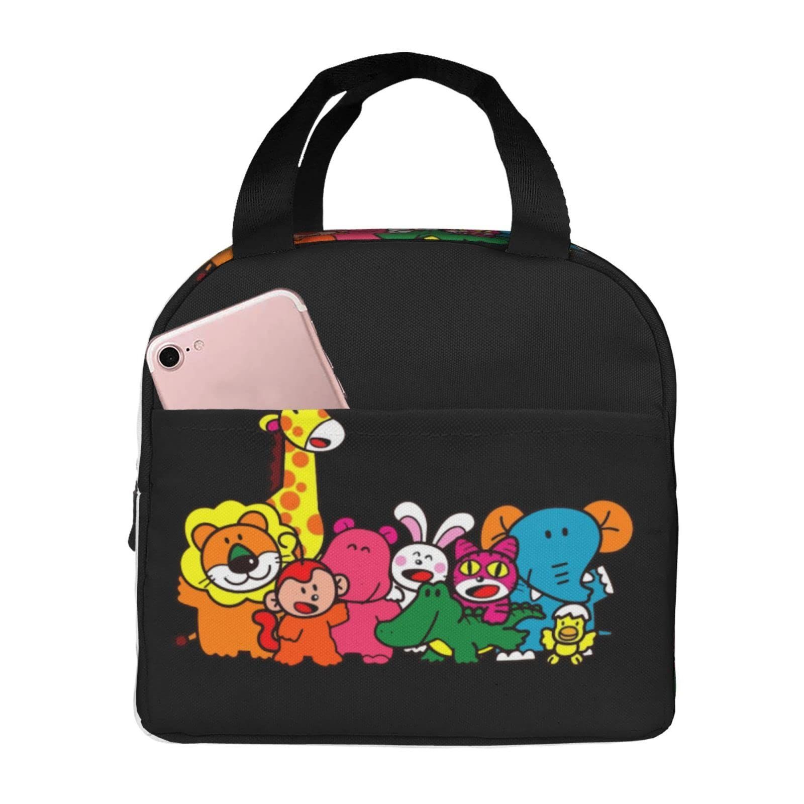 赤字超特価，得価 新品 たべっ子どうぶつ 保冷 がま口 ランチバッグ ブラック お弁当箱 保温 保冷バッグ ファスナー付き コンパクト お弁当袋 ソフトクーラーバッグ トート・エコバッグ 弁当箱・弁当袋