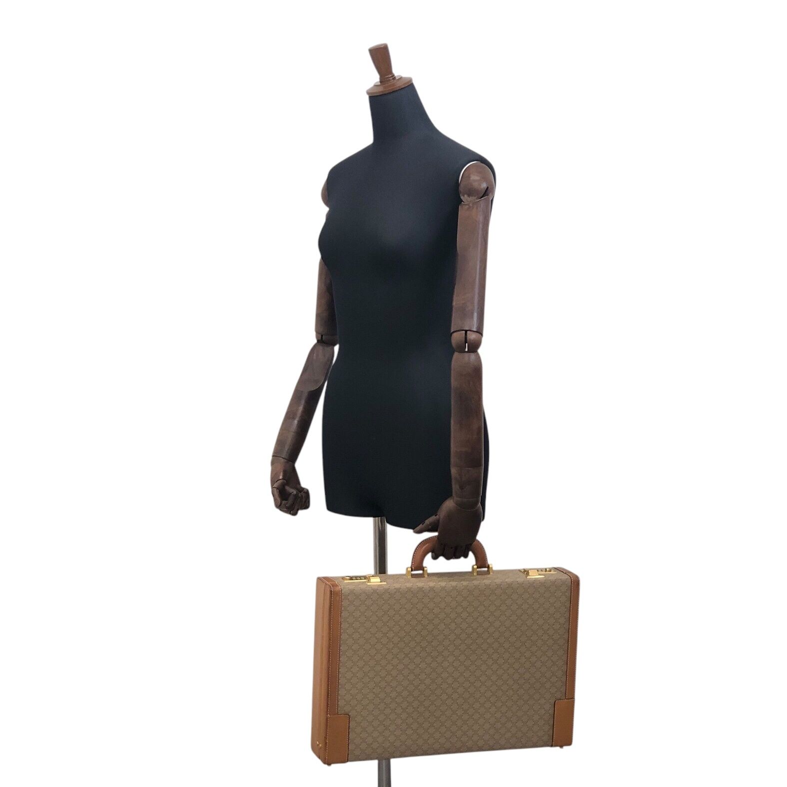 CELINE セリーヌ マカダム トランク ベージュ PVC レザー アタッシュケース mp7ck6