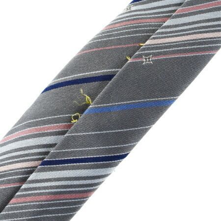 中古】 ルイヴィトン LOUIS VUITTON ネクタイ グレー シルク 100