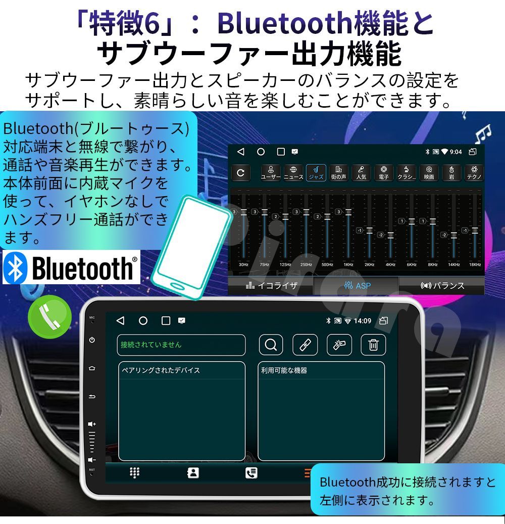 N10F6 Android式カーナビ10インチ2GB+32GBステレオ2DINラジオBluetooth GPS FM Radio WiFi USB  Carplay バックカメラ - メルカリ