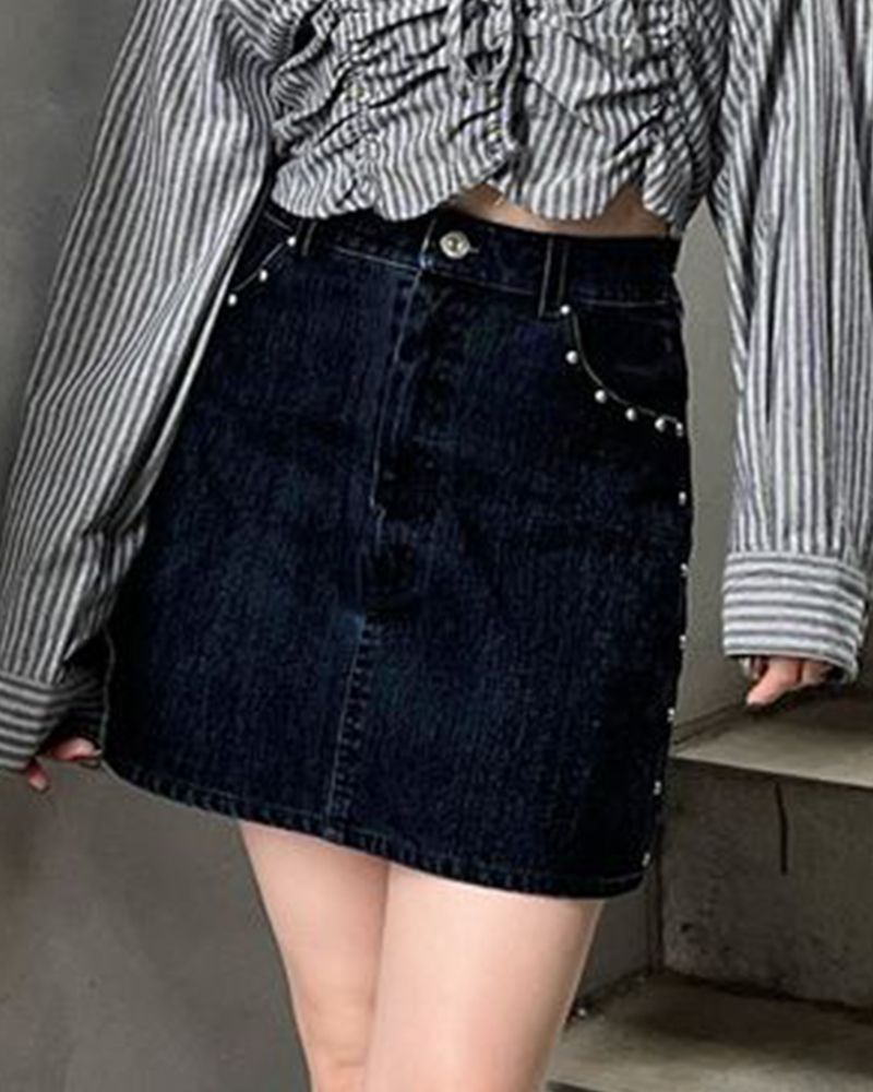 MURUA ムルーア フロッキーデニムミニスカート 012550800201