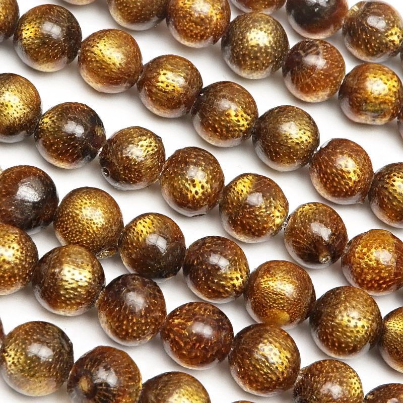 ゴールドコーラル（金珊瑚）丸玉 6mm【1連販売】 / 3-19 CO6M