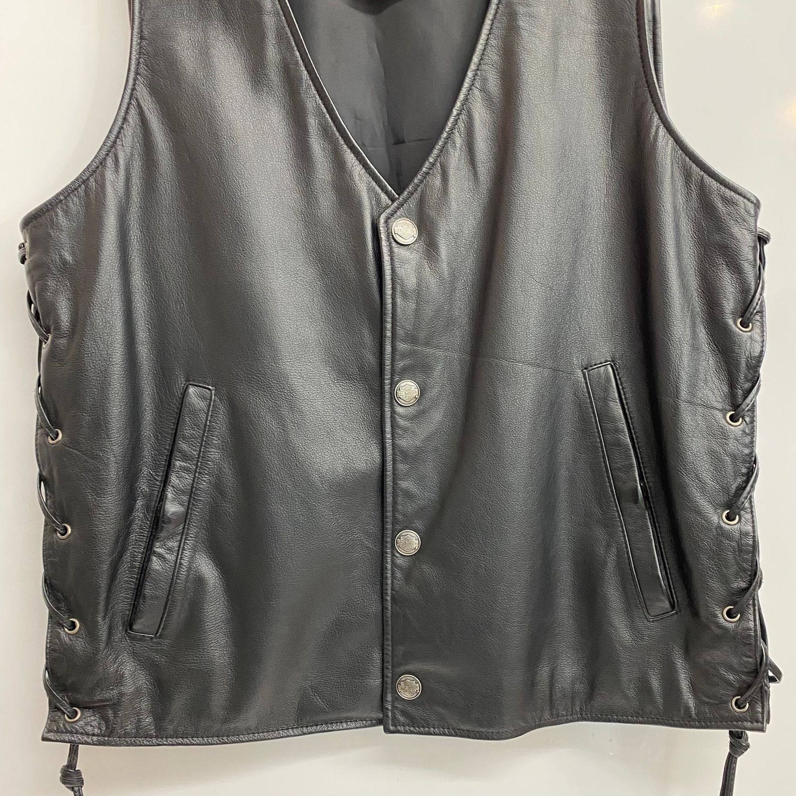 ハーレーダビッドソン HARLEY DAVIDSON レザーベスト ベスト ブラック 