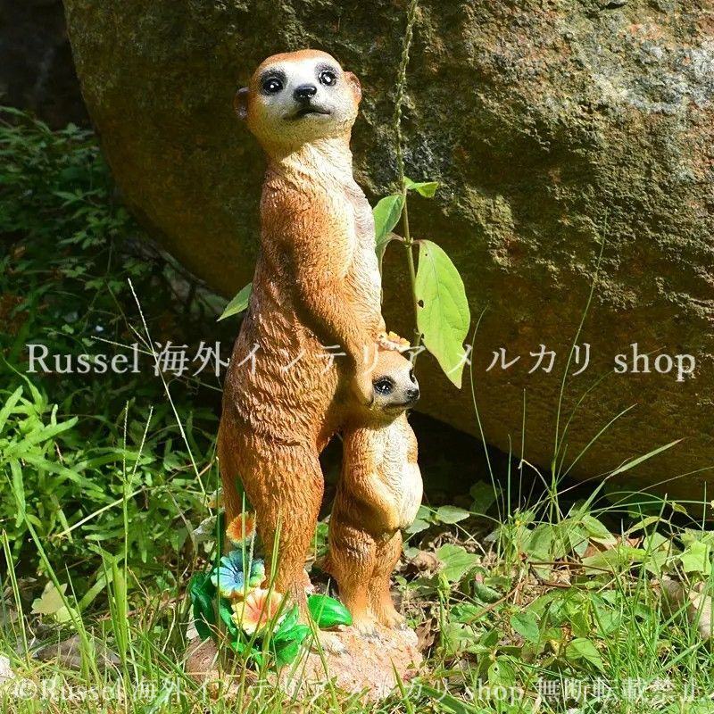 ガーデンオーナメント ミーアキャット 親子 樹脂 かわいい アニマル 動物 置物 ガーデンオブジェ ガーデニング 雑貨 ガーデン雑貨 ガーデンインテリア ガーデン インテリア 庭の装飾 お洒落 おしゃれ 4-7 STEELWINDOWSANDDOORS_COM