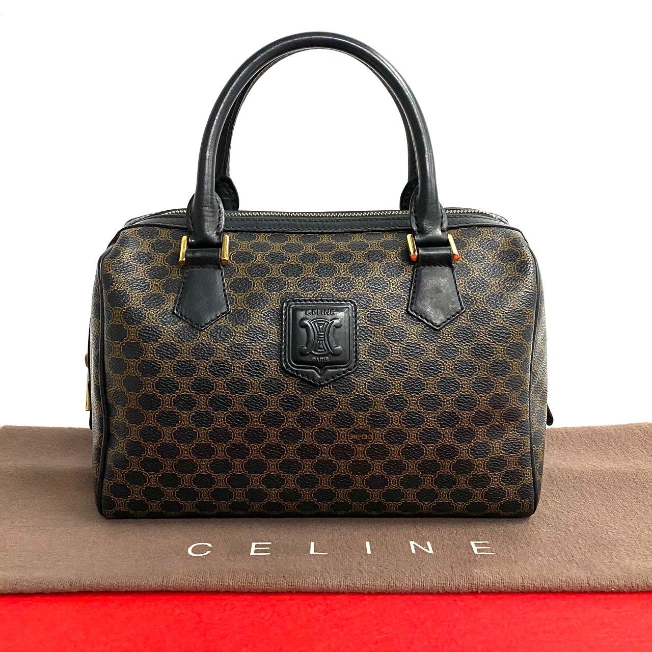 極美品【CELINE べた付き セリーヌ】ボストンバッグ 黒 マカダム