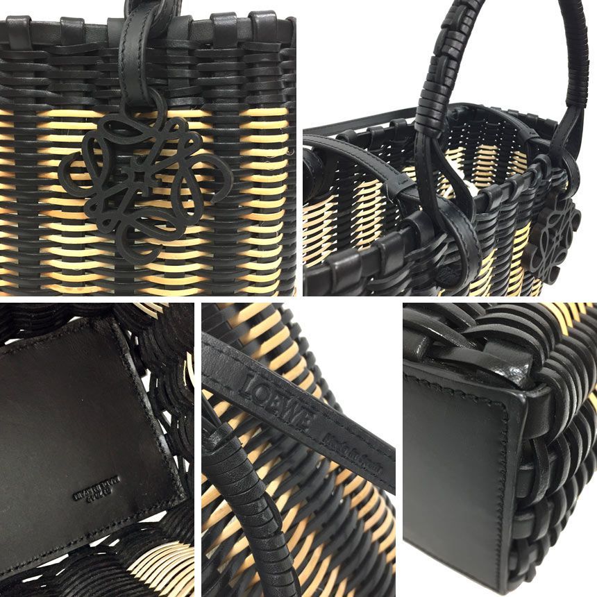 LOEWE ロエベ スクエア かごバッグ 籐バッグ ラタン レザー 美品 