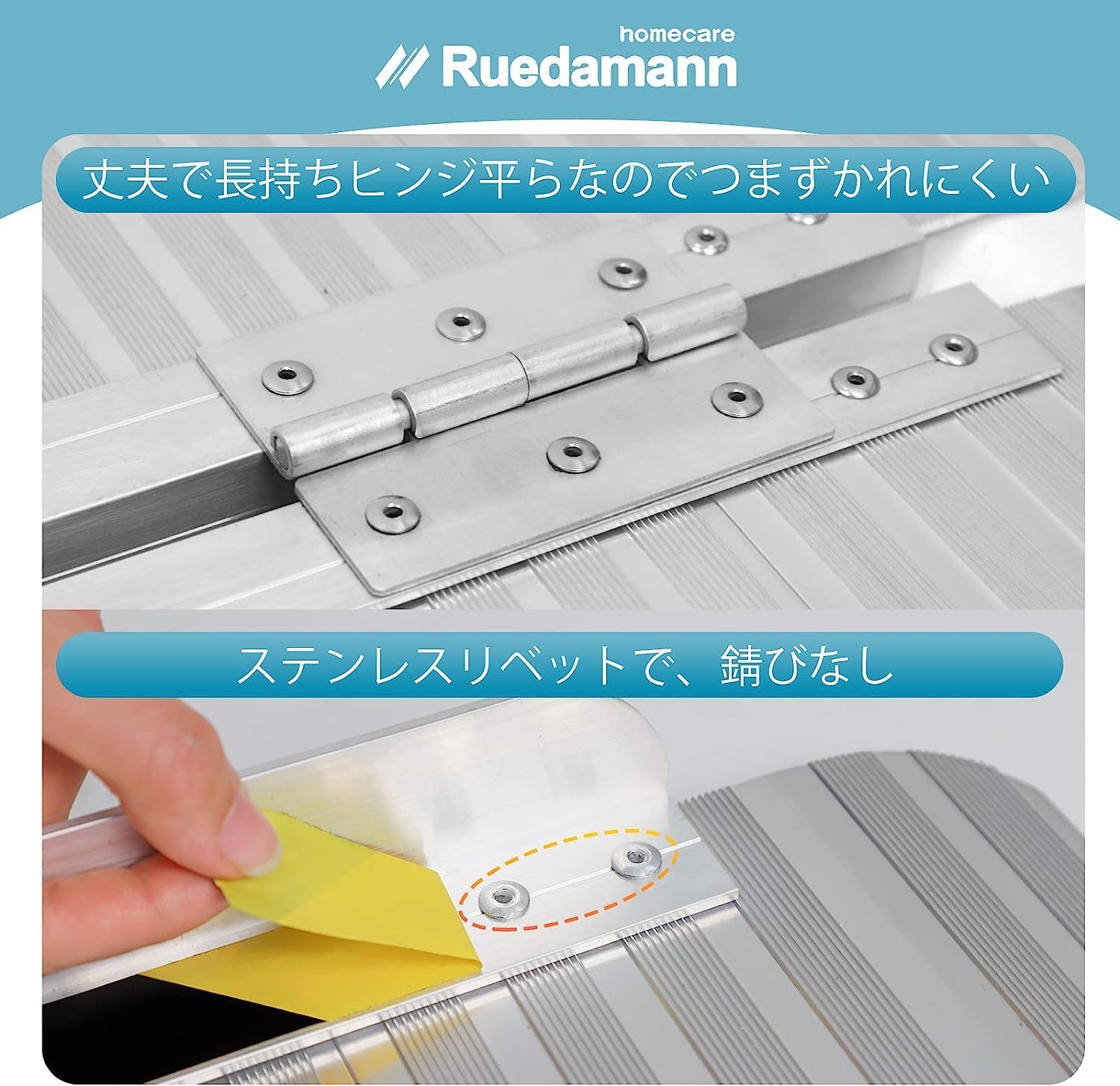 Ruedamann 長さ61cm*幅71.5cm 耐荷重300kg 折り畳み式 アルミ スロープ