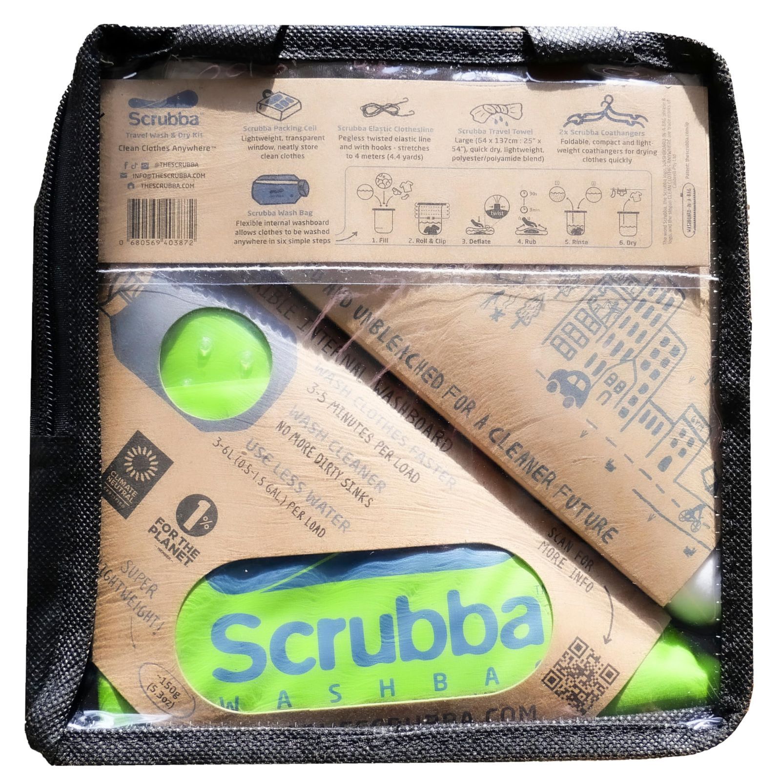 スクラバ Washbag ウォッシュバッグ 便利トラベルグッズ キャンプ Scrubba 携帯用洗濯袋 ウォッシュキット ウォッシュキット 旅行用洗濯袋 グリーン スクラバウォッシュ ドライキット
