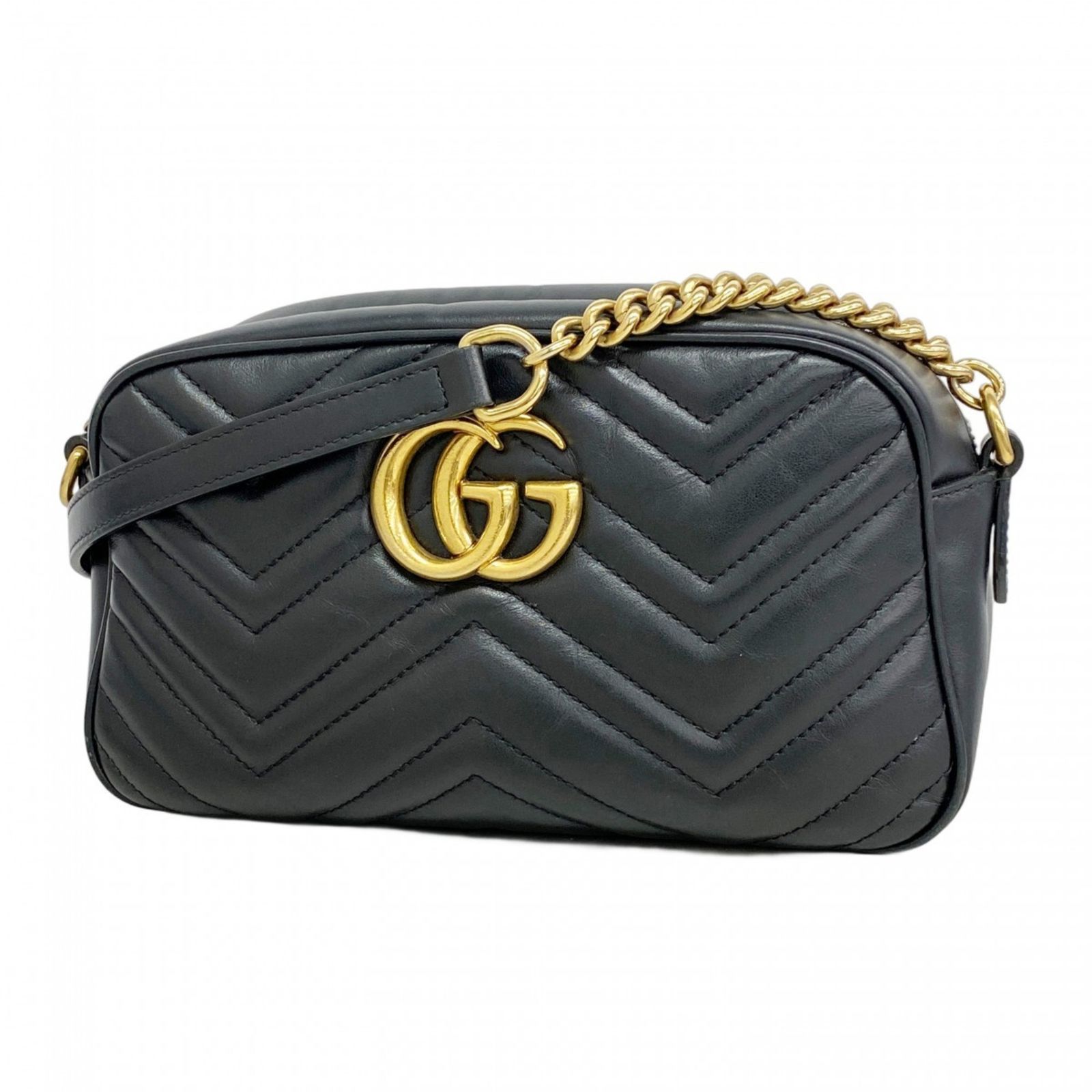 グッチ Gucci グッチ ショルダーバッグ GGマーモント 447632 レザー ブラック レディース P1448458