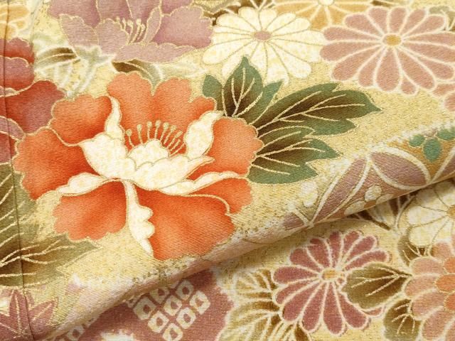 平和屋着物○訪問着 地紙草花文 金彩 さが美扱い 正絹 逸品 CAAU9922vf