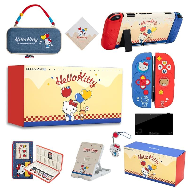 Kuitmor Switch OLED保護ケース 11点セット switch有機ELモデルカバー スイッチアクセサリ 収納ボックス 本機カバー ゲームカードケース スクリーンプロテクター プレイスタンド アナログスティクカバー 友達 誕生日 ゲーム好み 1