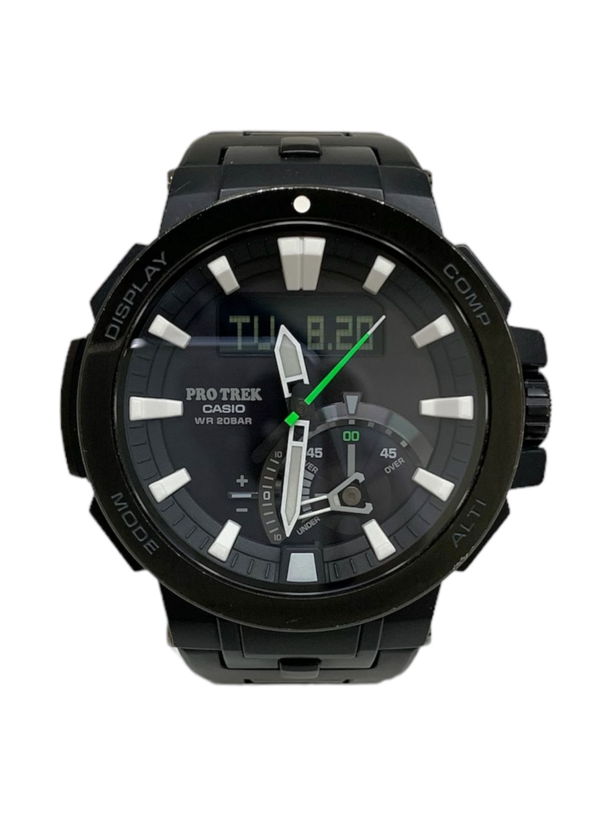 CASIO (カシオ) PRO TREK 5480 TOUGH SOLAR デジアナ ソーラー ステンレス 腕時計 PRW-7000FC ブラック メンズ/036