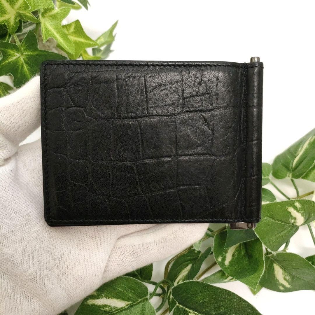 サンローラン マネークリップ カサンドラ クロコ型押しレザー ブラック YSL