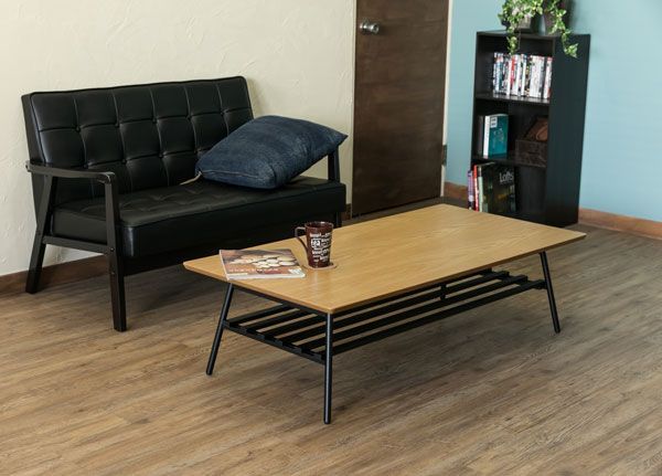 SALE！【送料無料】棚付き折れ脚テーブル　Luster　120　OAK/WAL 棚付き折れ脚テーブル Luster 120 OAK/WAL