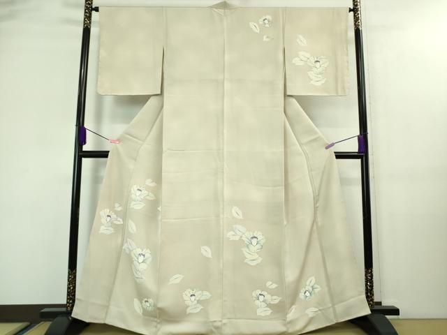 平和屋着物□極上 訪問着 単衣 紬地 手描き ゴルフ 河童 カッパ 兎