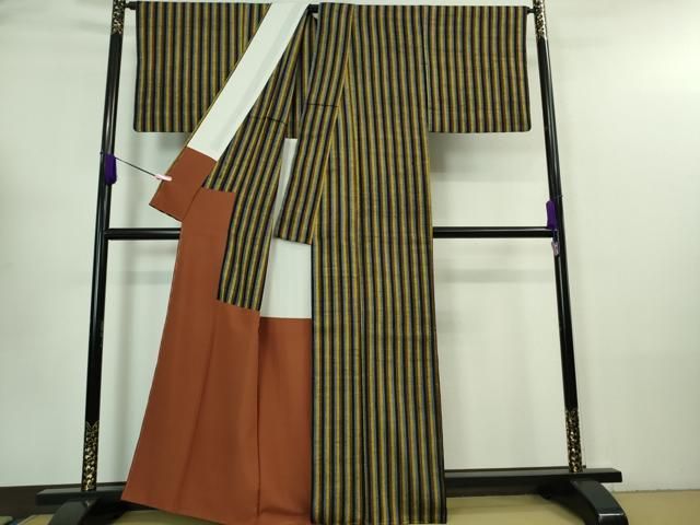 平和屋本店□極上 浦野理一 経節紬 胴抜き仕立て 間道