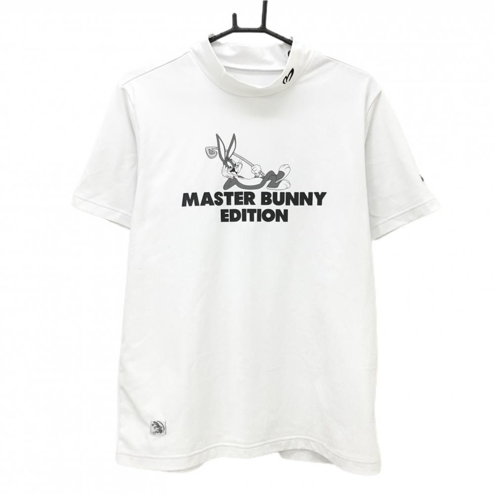 マスターバニー×LOONEY TUNES 半袖ハイネックシャツ 白×黒 メンズ 4 M ゴルフウェア 2025年モデル MASTER BUNNY EDITION