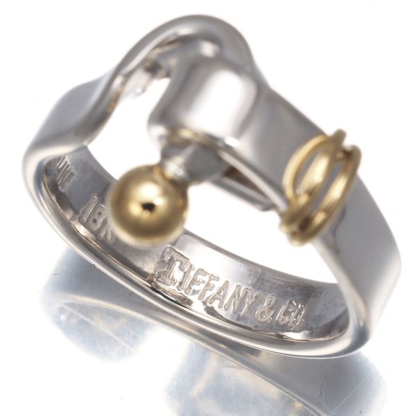 極美品 オールドティファニー フック&アイ 10号 シルバー925 K18 極美品 オールドティファニー フック&アイ 10号 シルバー925 K18