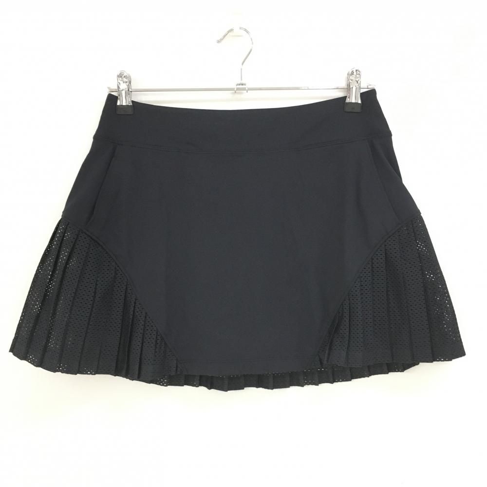 【超美品】アンダーアーマー スカート 黒 裾メッシュプリーツ ヒートギア レディース LG/G/G ゴルフウェア UNDER ARMOUR