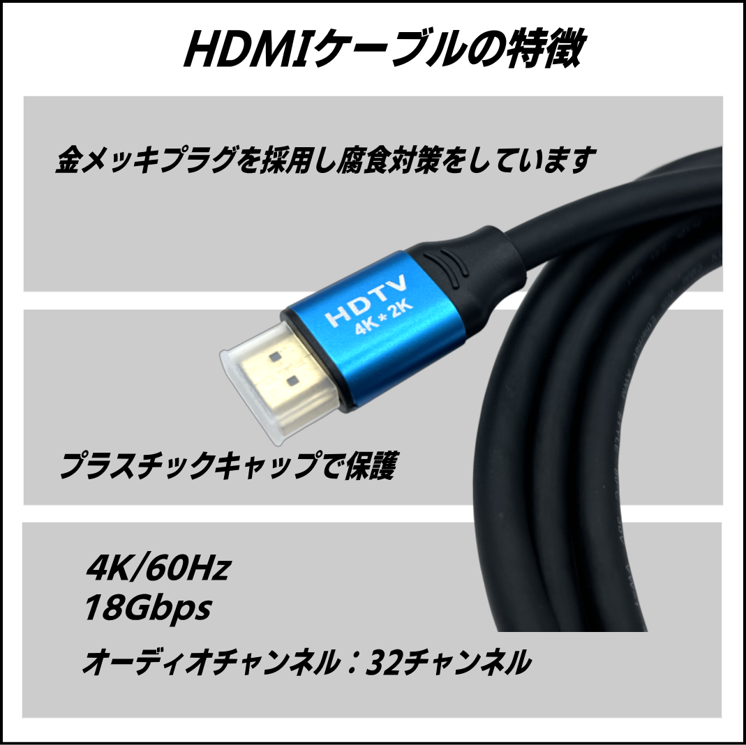 1.5m ハイスピード Ver2.0 HDMIケーブル 4K 3D LAN ARC