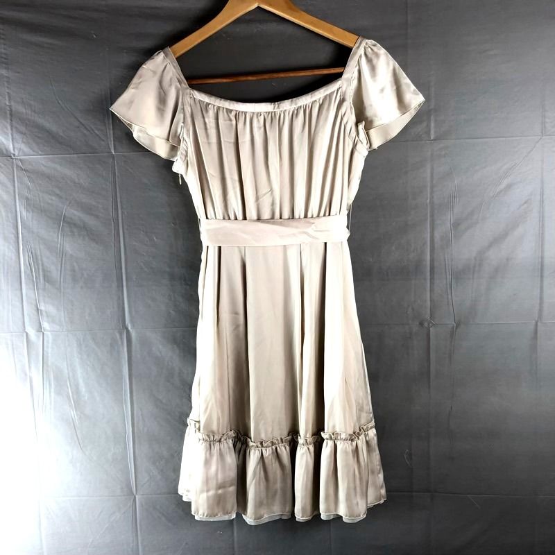 ミッシュマッシュ MISCH MASCH ワンピース ノースリーブ レース リボン サテン ベージュ 38サイズ 2025083100407