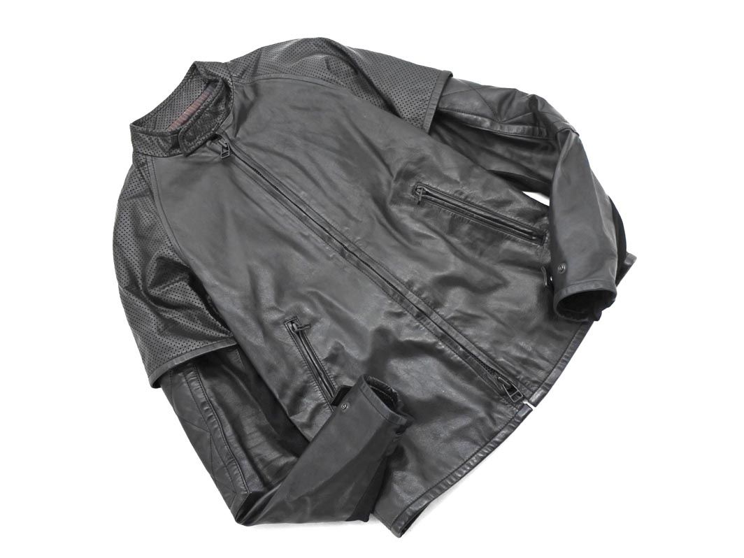 SlowGun スロウガン 本革 レザー シングル ライダース ジャケット size2|黒 ◎メンズ