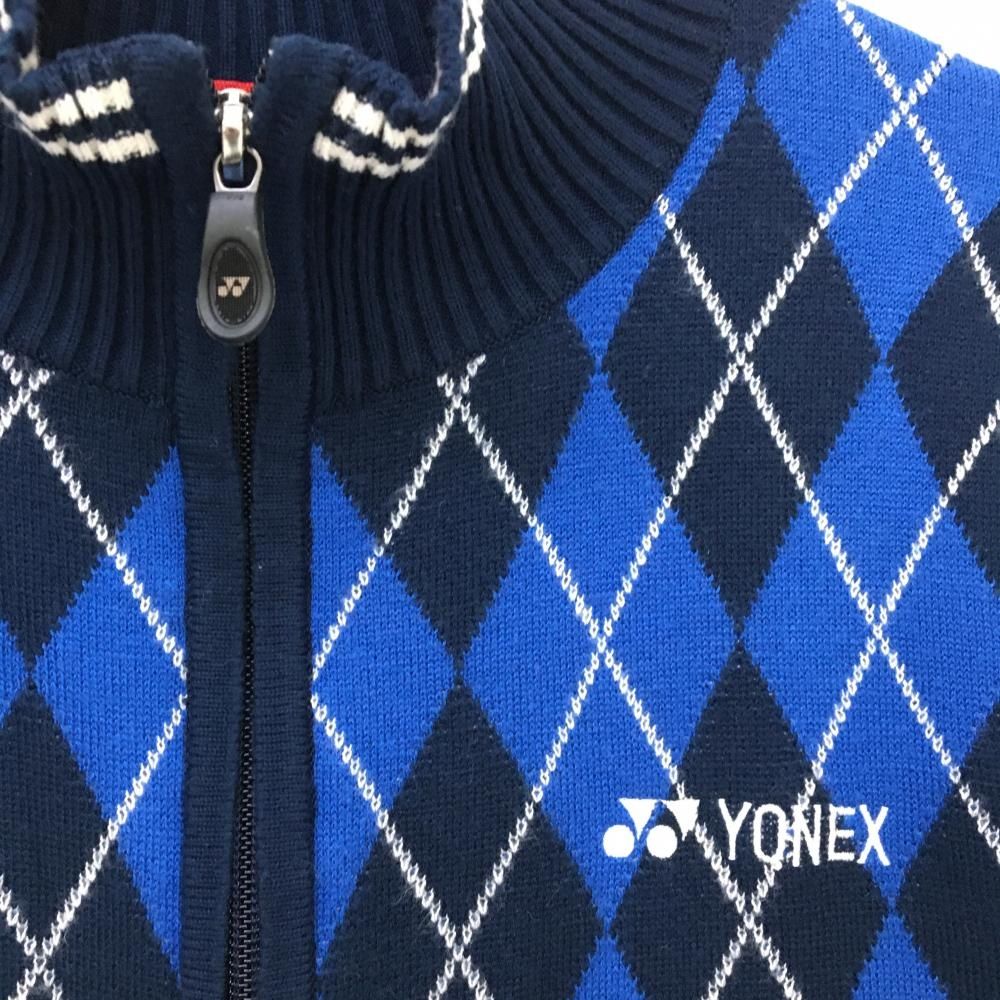 ヨネックス ニットジャケット ネイビー×ブルー アーガイル柄 メンズ LL