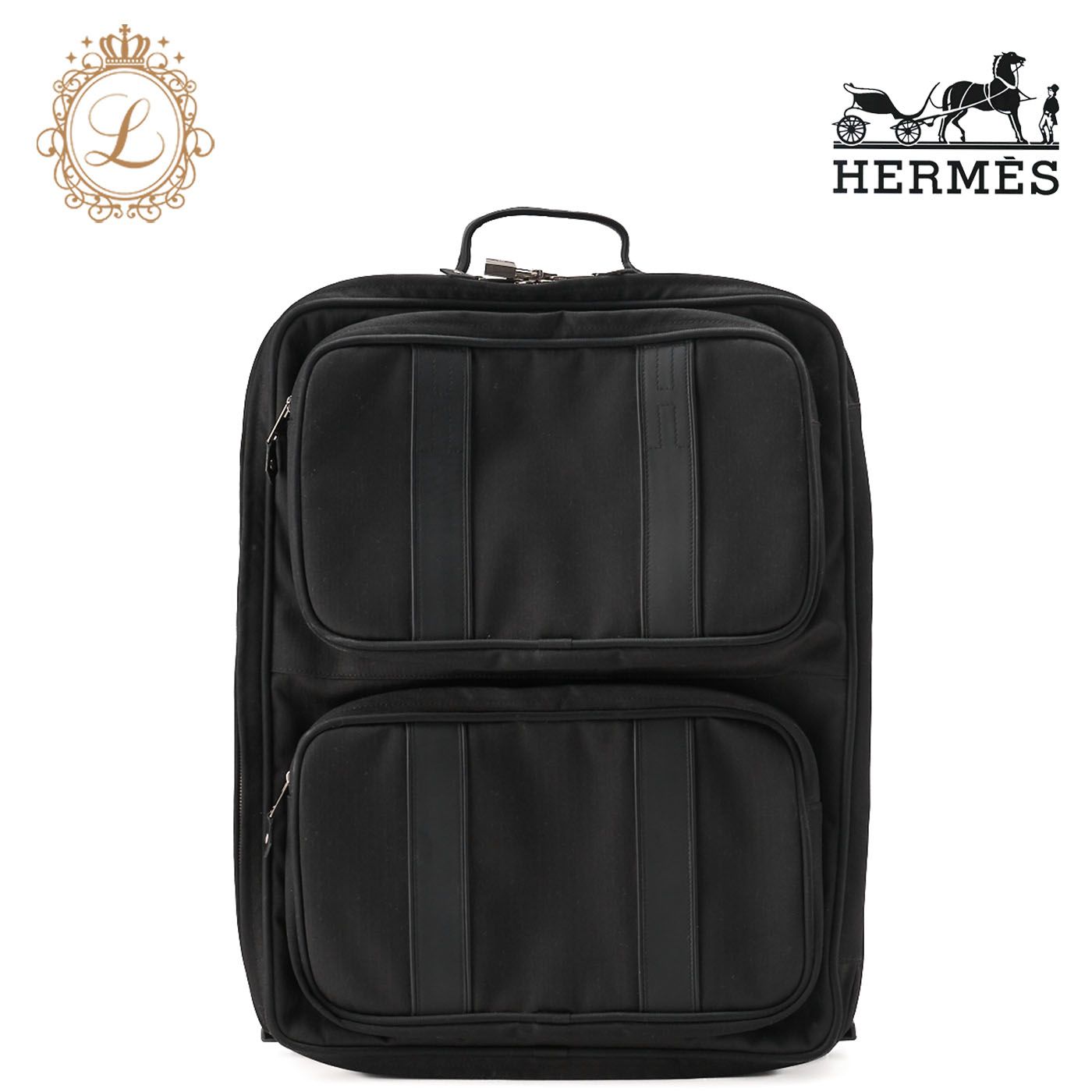 HERMES エルメス アカプルコ キャリーバッグ トワルシェブロン 黒 