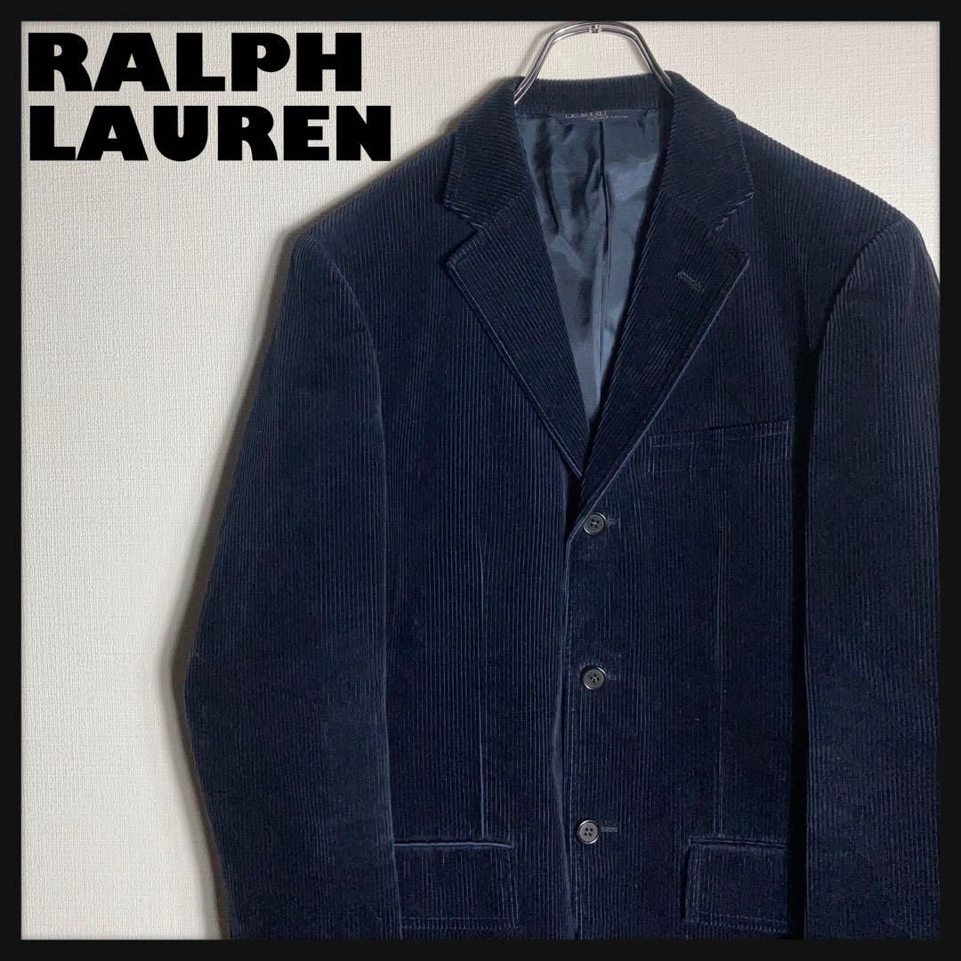 90s RALPH LAUREN テーラードジャケット 太畝コーデュロイ 刺繍ロゴ M