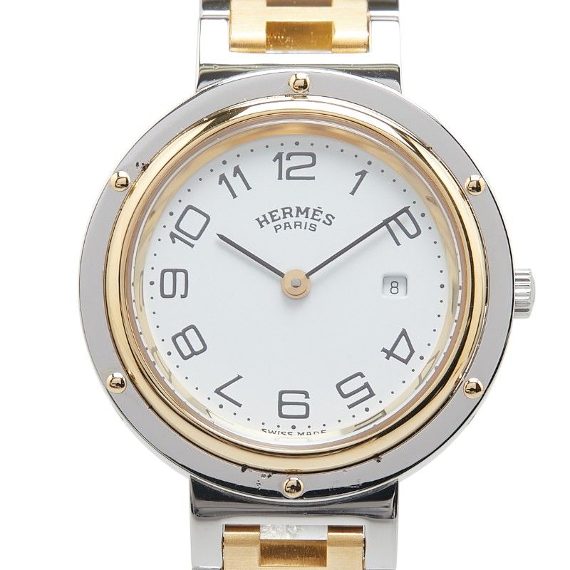 エルメス クリッパー シルバー ゴールド ステンレススチール メッキ レディース HERMES 214-07112
