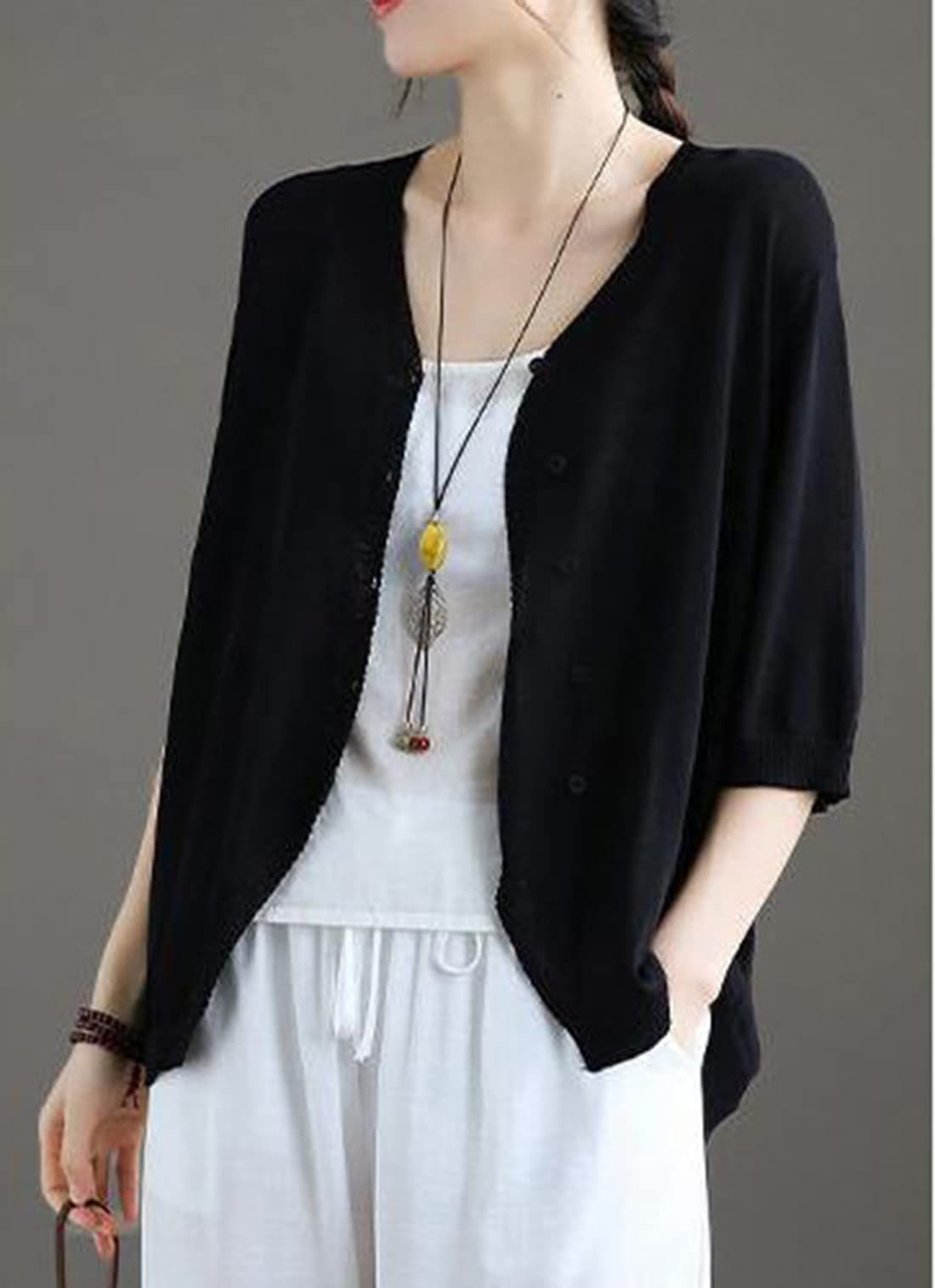 カーディガン レディース 夏 オフィス 半袖 サマー ニット 七分袖