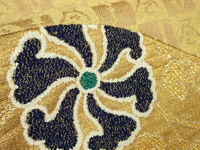 平和屋本店□極上 創業280年 誉田屋源兵衛 九寸名古屋帯 花唐草文 金  