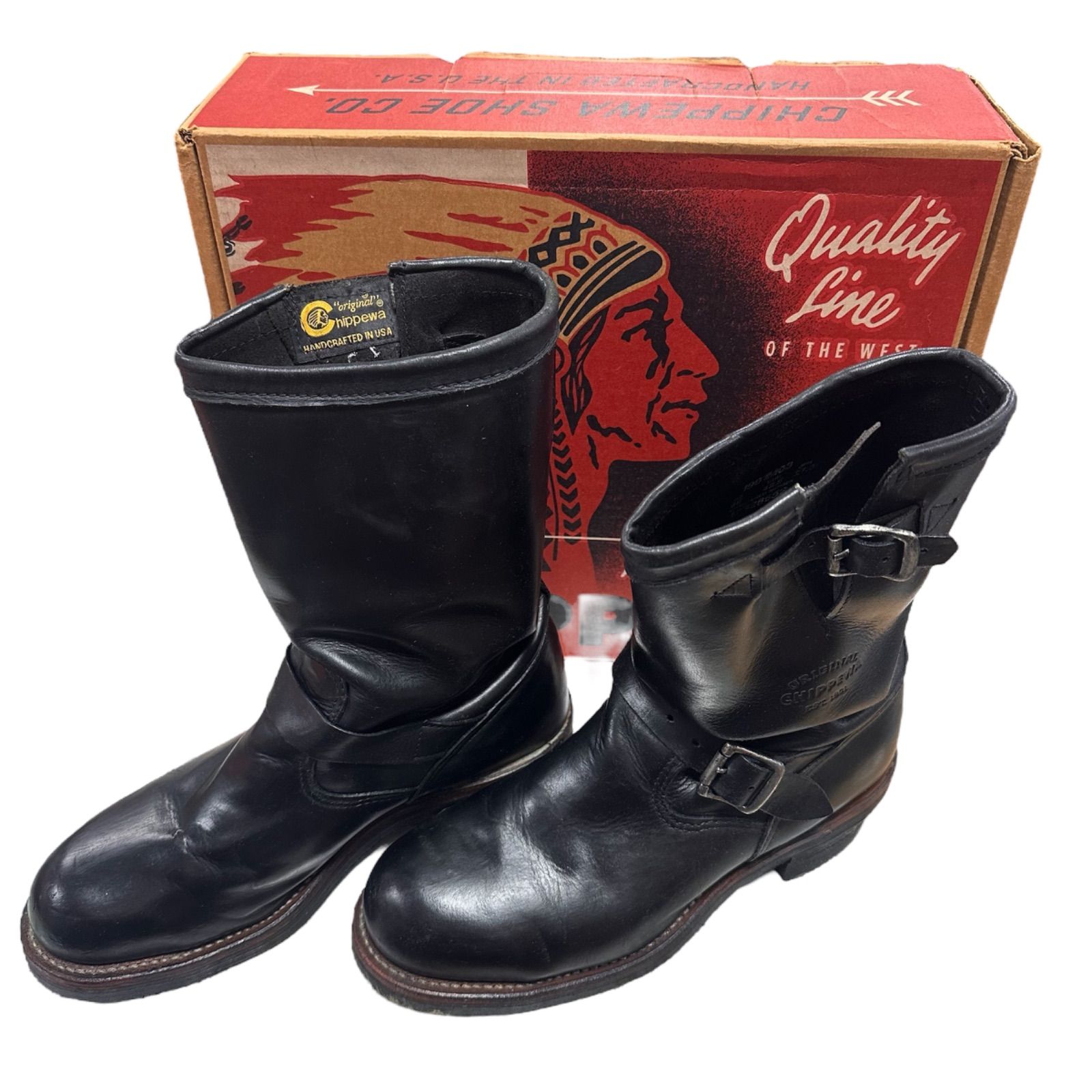 78】黒 CHIPPEWA チペワ エンジニアブーツ ブーツ 9E 1901M03