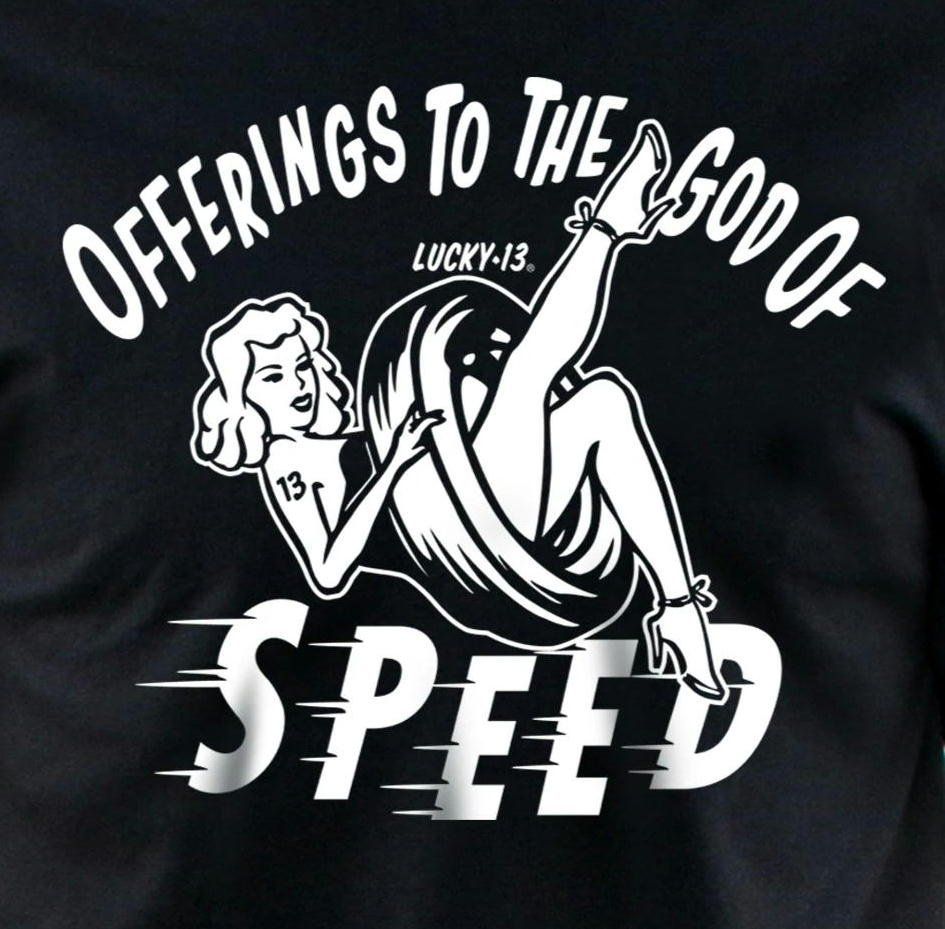 ラッキー13 Tシャツ LUCKY13 The OFFERINGS PIN UP 黒 God Of Speed