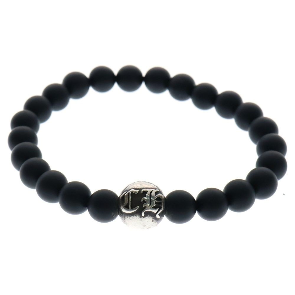 CHROME HEARTS クロムハーツ 8mm BEAD ブラックコーラルビーズブレスレット シルバー|ブラック