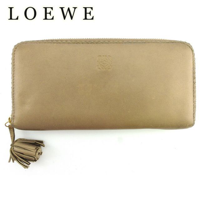 LOEWE　ロエベ　アマソナ　長財布　タッセル ロエベ LOEWE 長財布 シープスキン タッセル 黒 紫 ブラック
