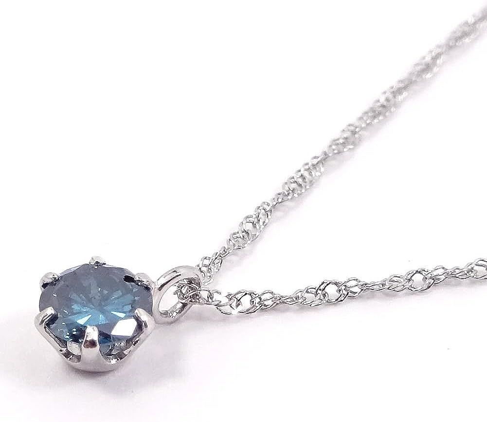 あなたと私の宝石箱] プラチナ ダイヤモンド ネックレス ブルー