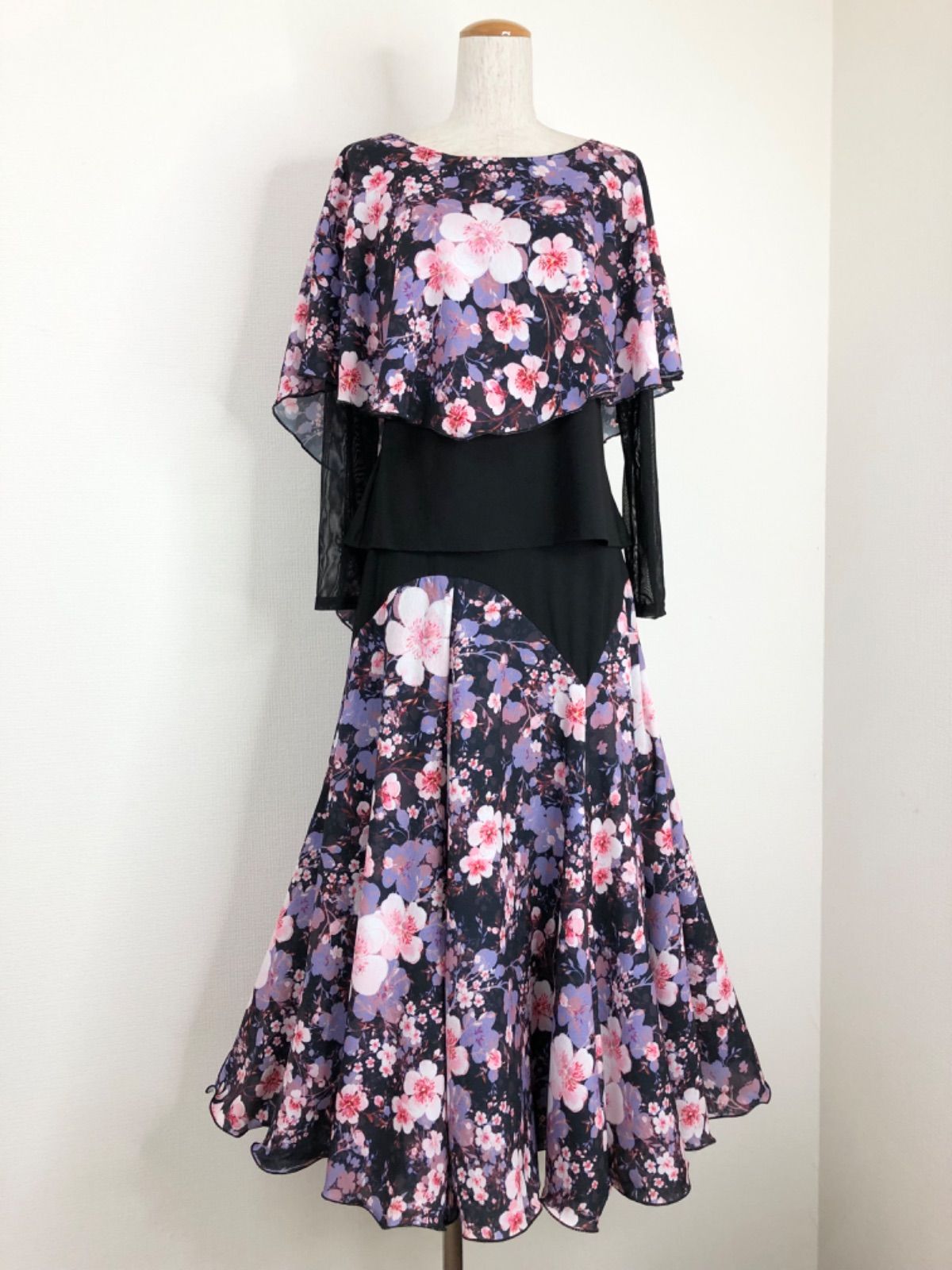 社交ダンス　スカート　オーガンジー　ドットフリル 新品》社交ダンス 裏地裾オーガンジーフリル ナシ地スカート 衣装