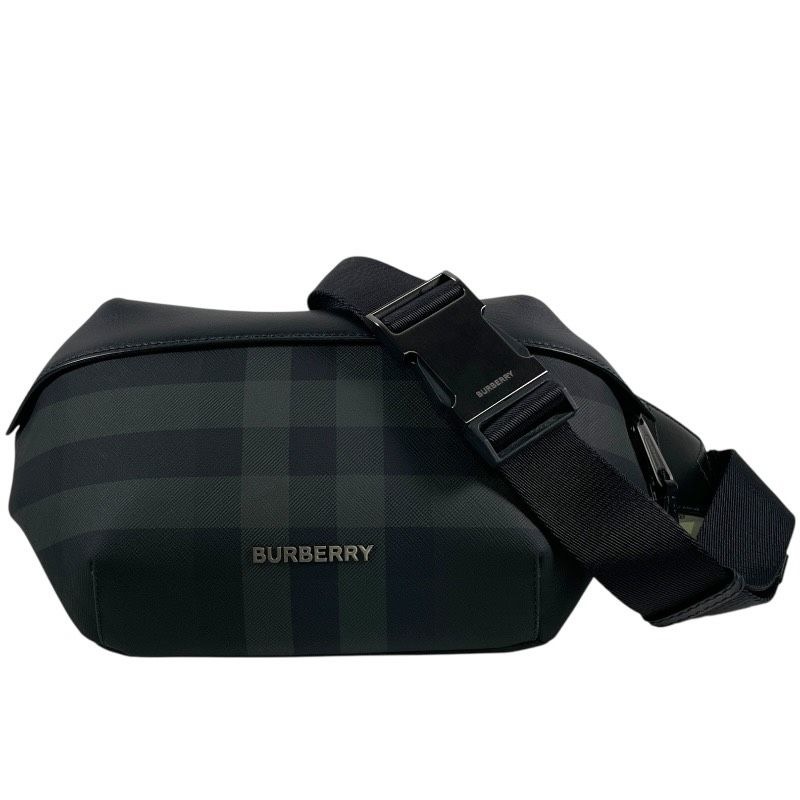 BURBERRY バーバリー ウエストバッグ 80673981 ウエストバッグ レザー メンズ チェック柄 ブラック ボディ ショルダー