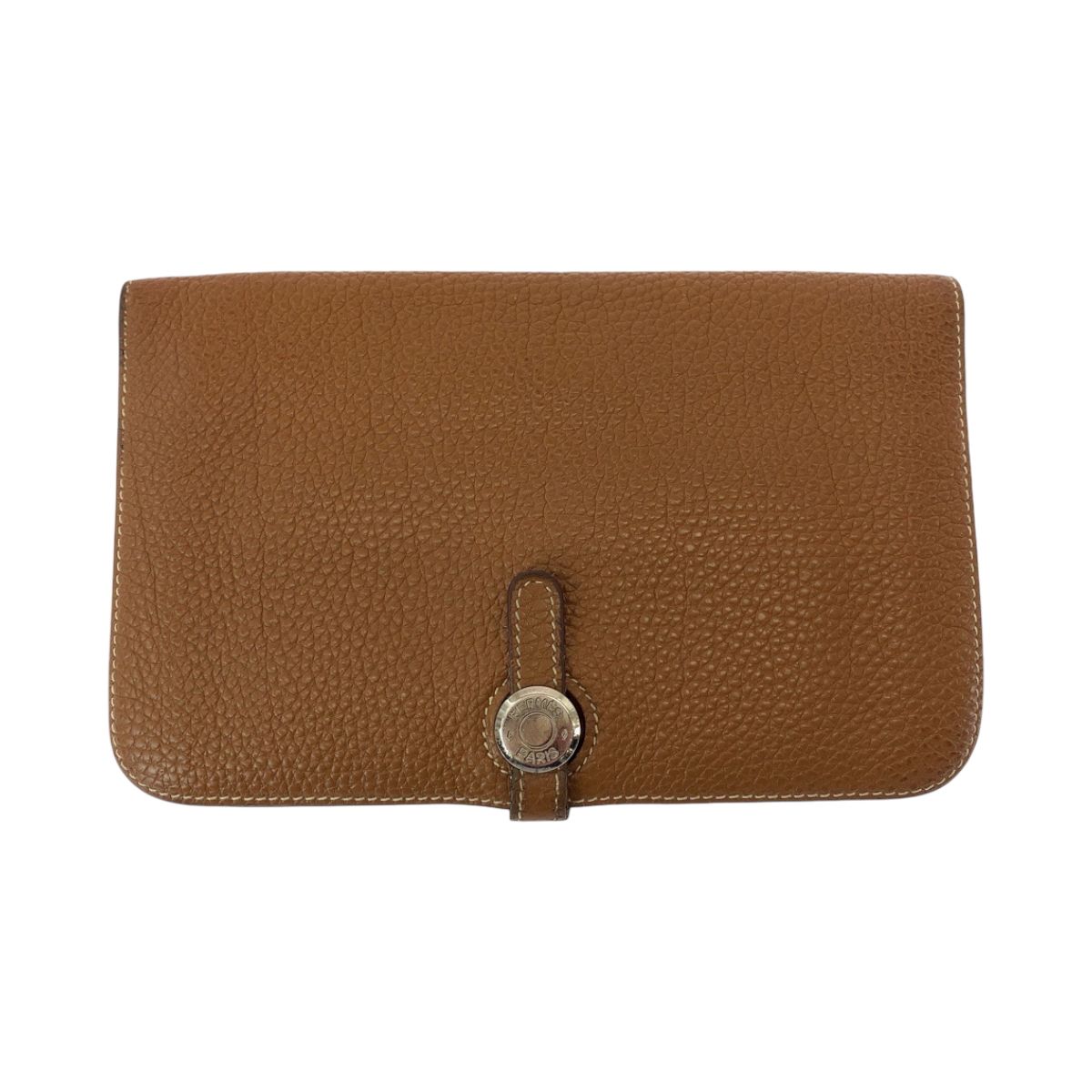 【美品】エルメス 財布 ドゴンロング トゴ HERMES 長財布 ダークブラウン HERMES エルメス ドゴンGM ゴールド ブラウン シルバー金具 トゴ