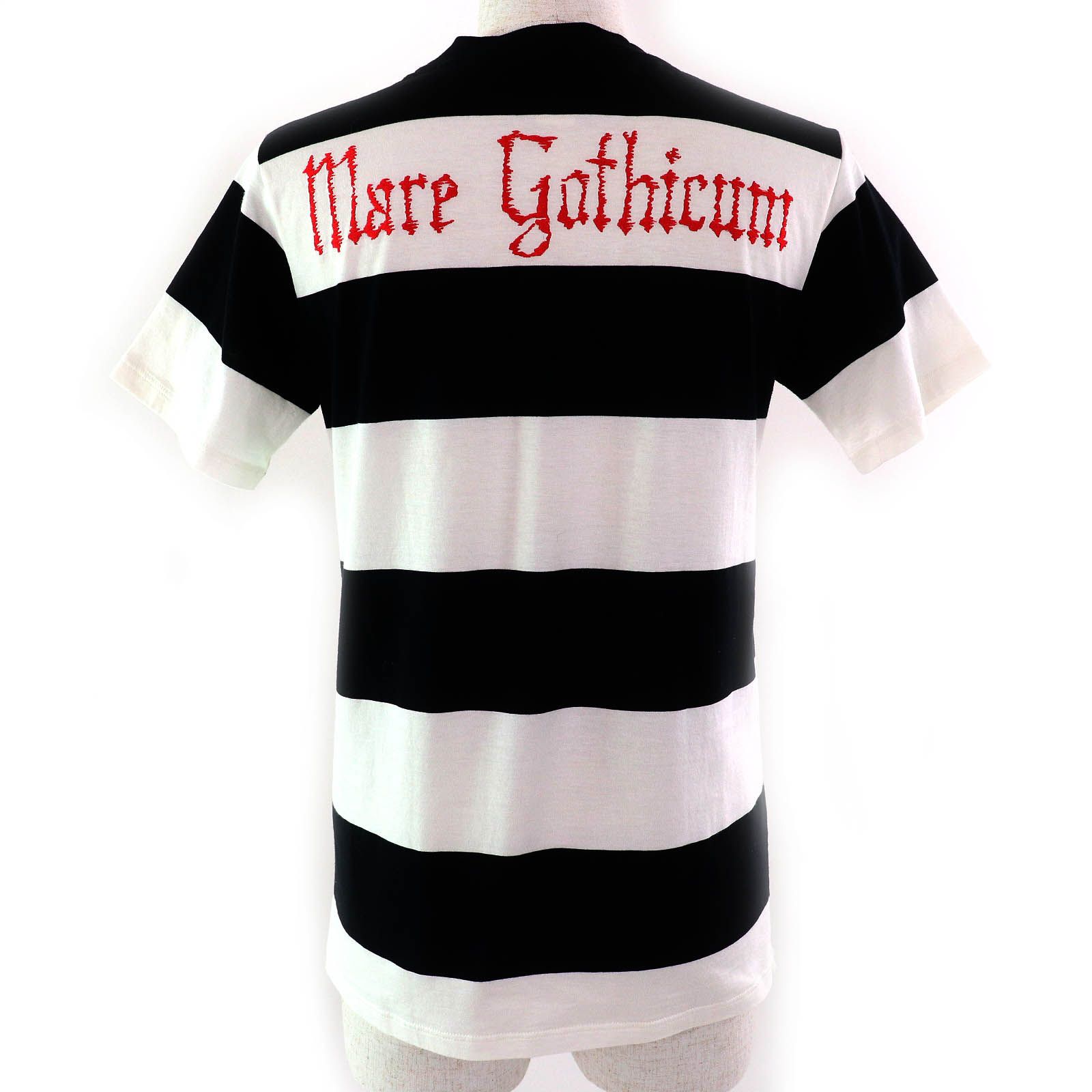 極美品△GUCCI グッチ 422730 Mare Gothicum フラワー スタッズ ボーダー柄 クルーネック 半袖Ｔシャツ ブラック ホワイト M 伊製 正規品 極美品△GUCCI グッチ 422730 コットン100％ Mare Gothicum