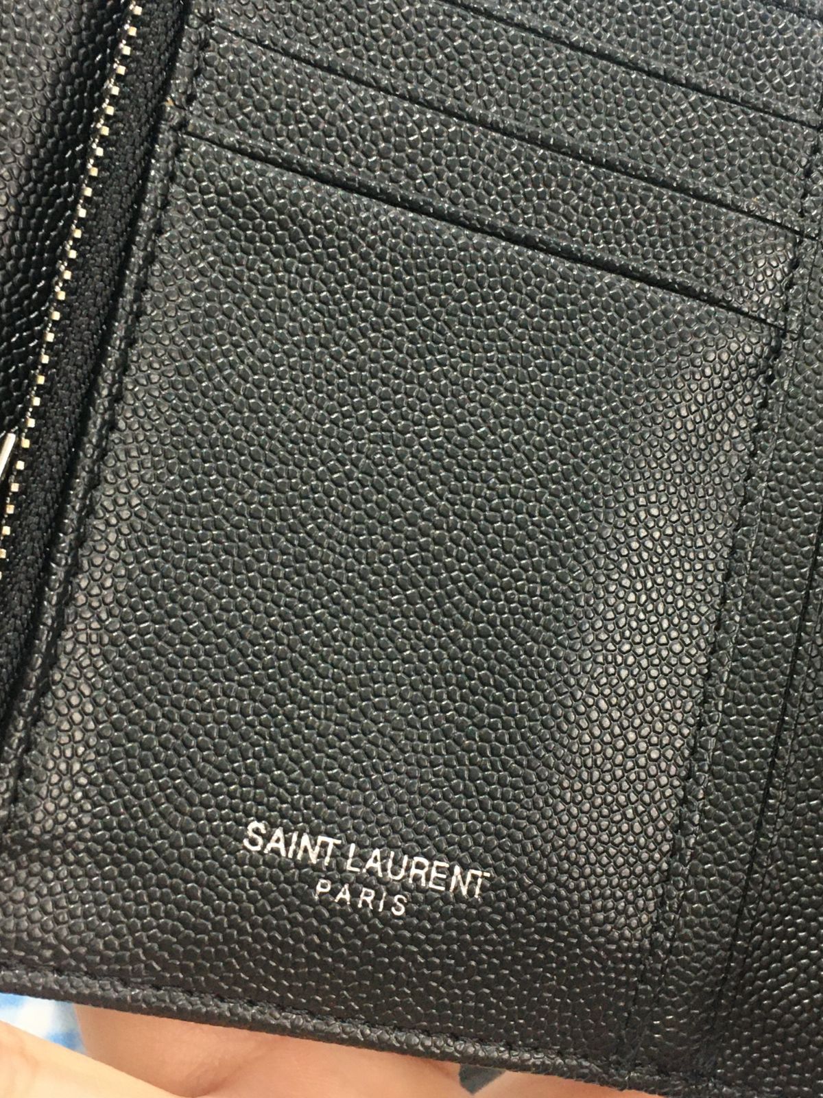 YSL イヴサンローラン ミニ財布 三つ折り財布 ブラック シルバー金具