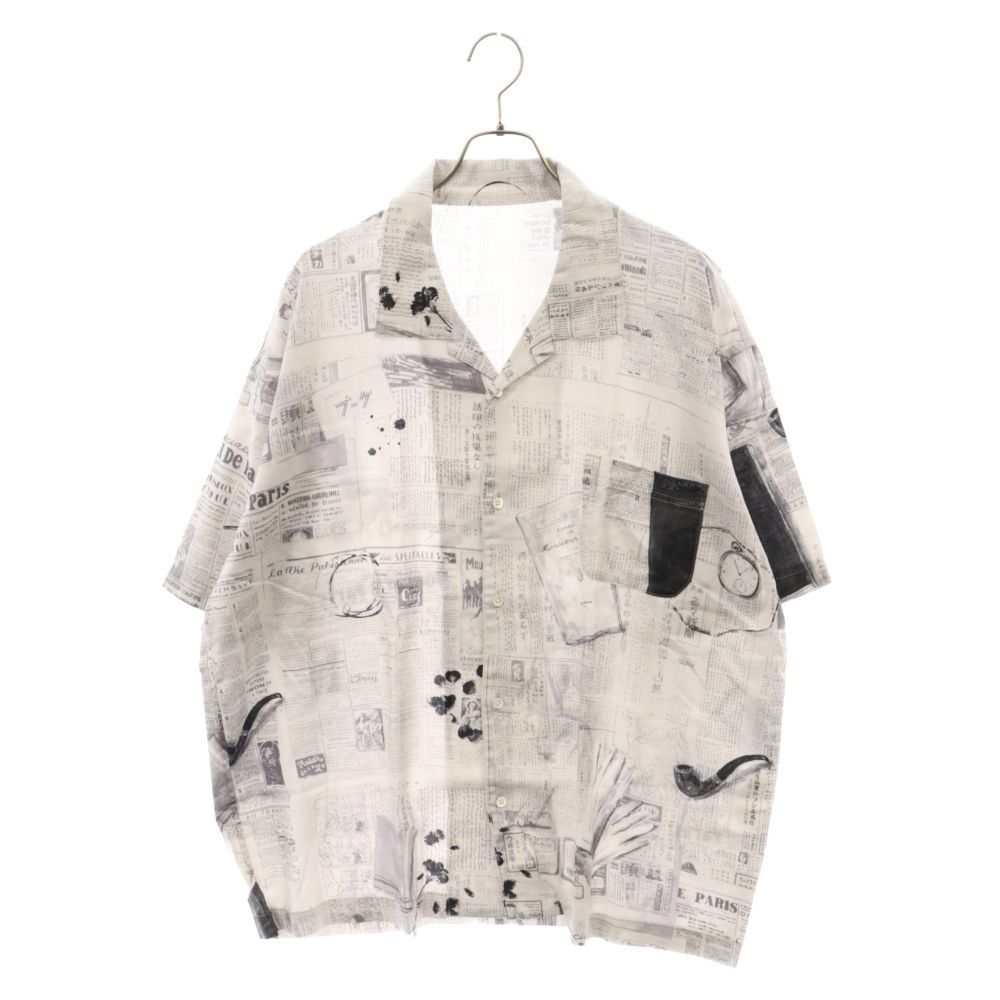 Porter Classic (ポータークラシック) MONSIEUR KURATA COTTON LINEN SHORT SLEEVE SHIRT  ムッシュクラタ コットンリネン混開襟半袖シャツ ニュースペーパー 新聞紙 ホワイト ブラック - メルカリ