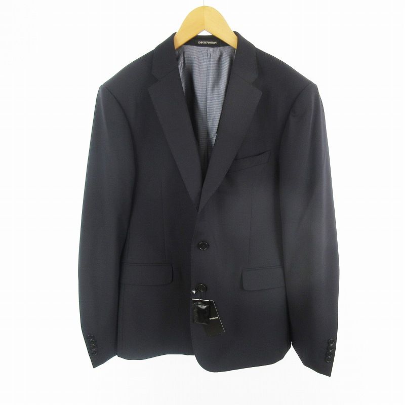 エンポリオアルマーニ EMPORIO ARMANI スーツ 上下 セットアップ ジャケット パンツ スラックス 無地 紺 ネイビー ウール 2B 総裏 M LINE 44 ジョルジオアルマーニジャパン株式会社
