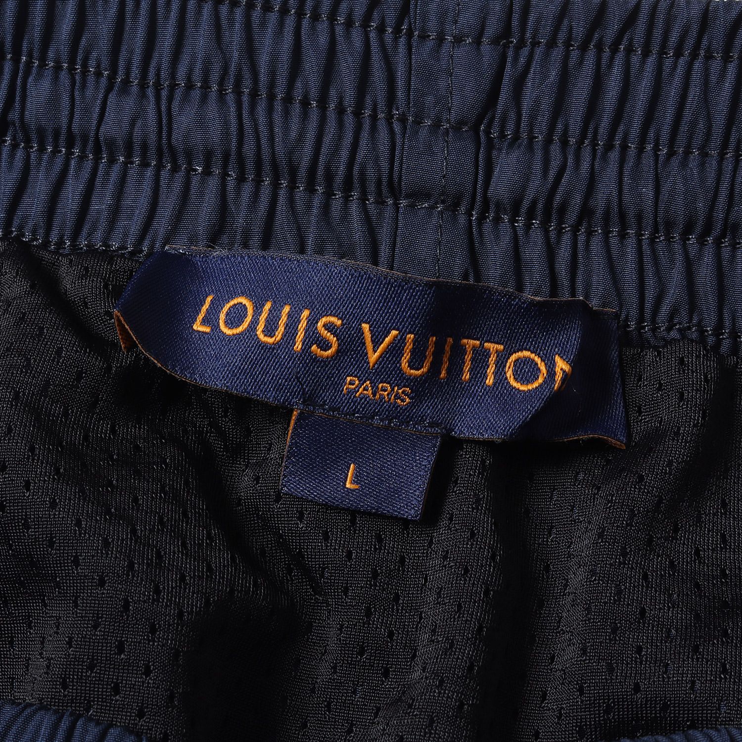 美品 LOUIS VUITTON ルイヴィトン パンツ モノグラム シグネチャー スイム ボードショーツ RM211Q OSJ HJW52W ショート  パンツ スイムウェア 水着 21SS ネイビー 紺 L イタリア製 ブランド
