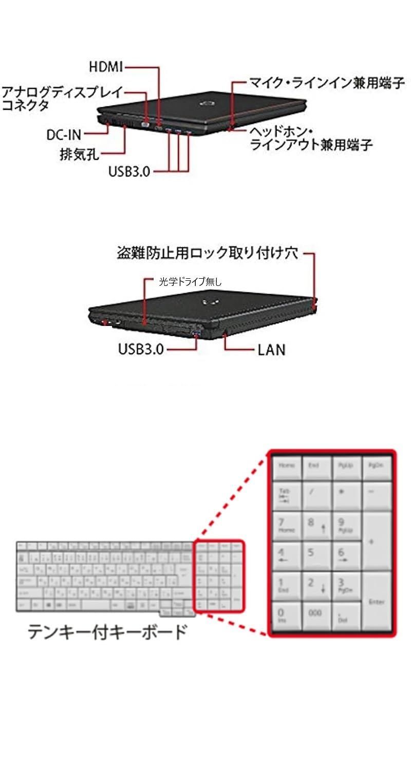 H-B 2019 Office Core Pro MS i3 Win11 7130U WIFI HDMI A577 ノートパソコン 8GB 256GB 15.6インチ SSD テンキー 整備済み品 富士通 整備済み品