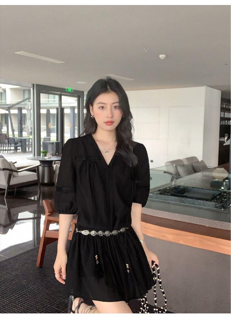 ホワイトVネックツーピース 春夏ミニワンピ女子会デート用